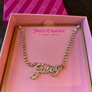 Juicy Couture Pink Crystal Logo Necklace